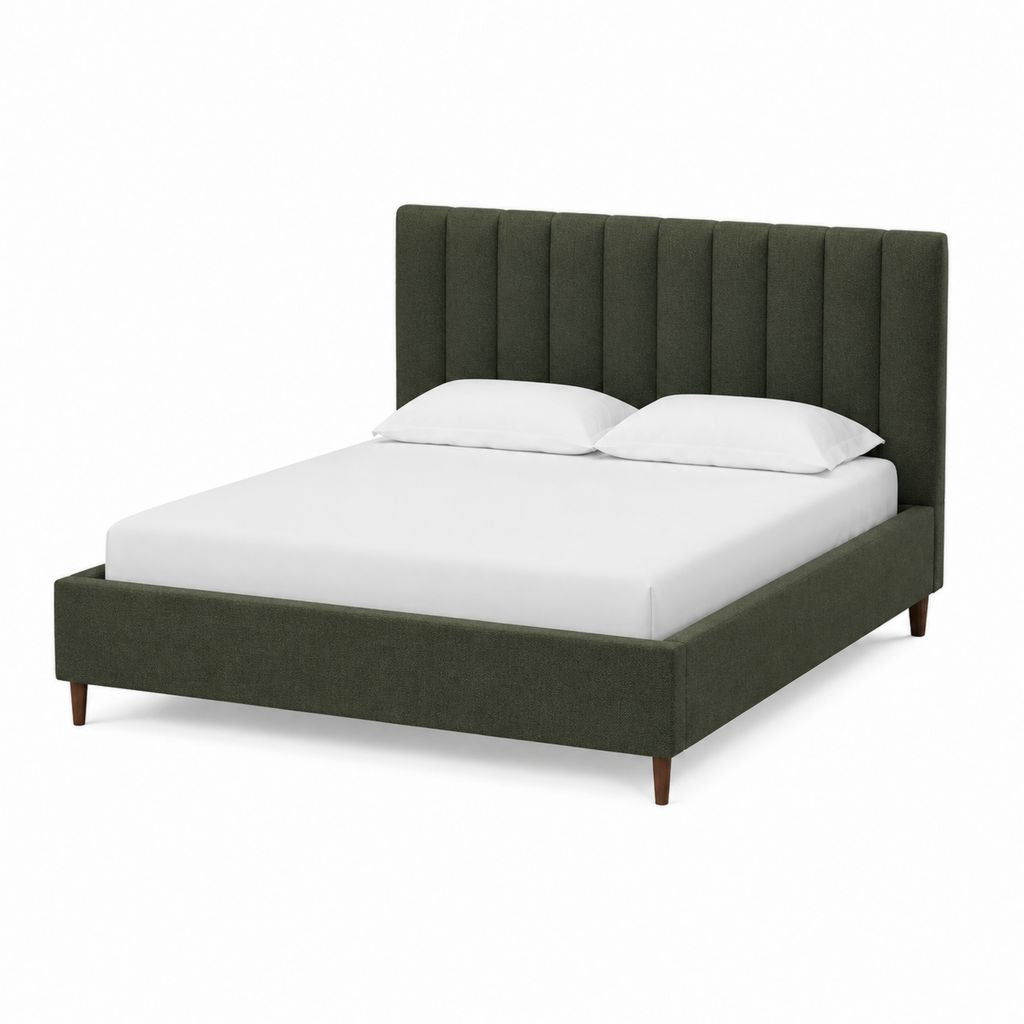 Lit coffre 160 x 200 cm vert foncé en polyester avec tête de lit capitonnée