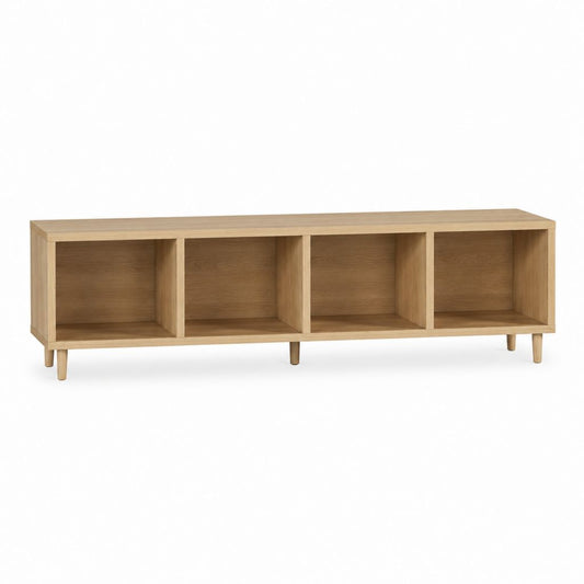 Meuble TV ouvert en chêne clair avec 4 niches 180 x 40 x 60 cm